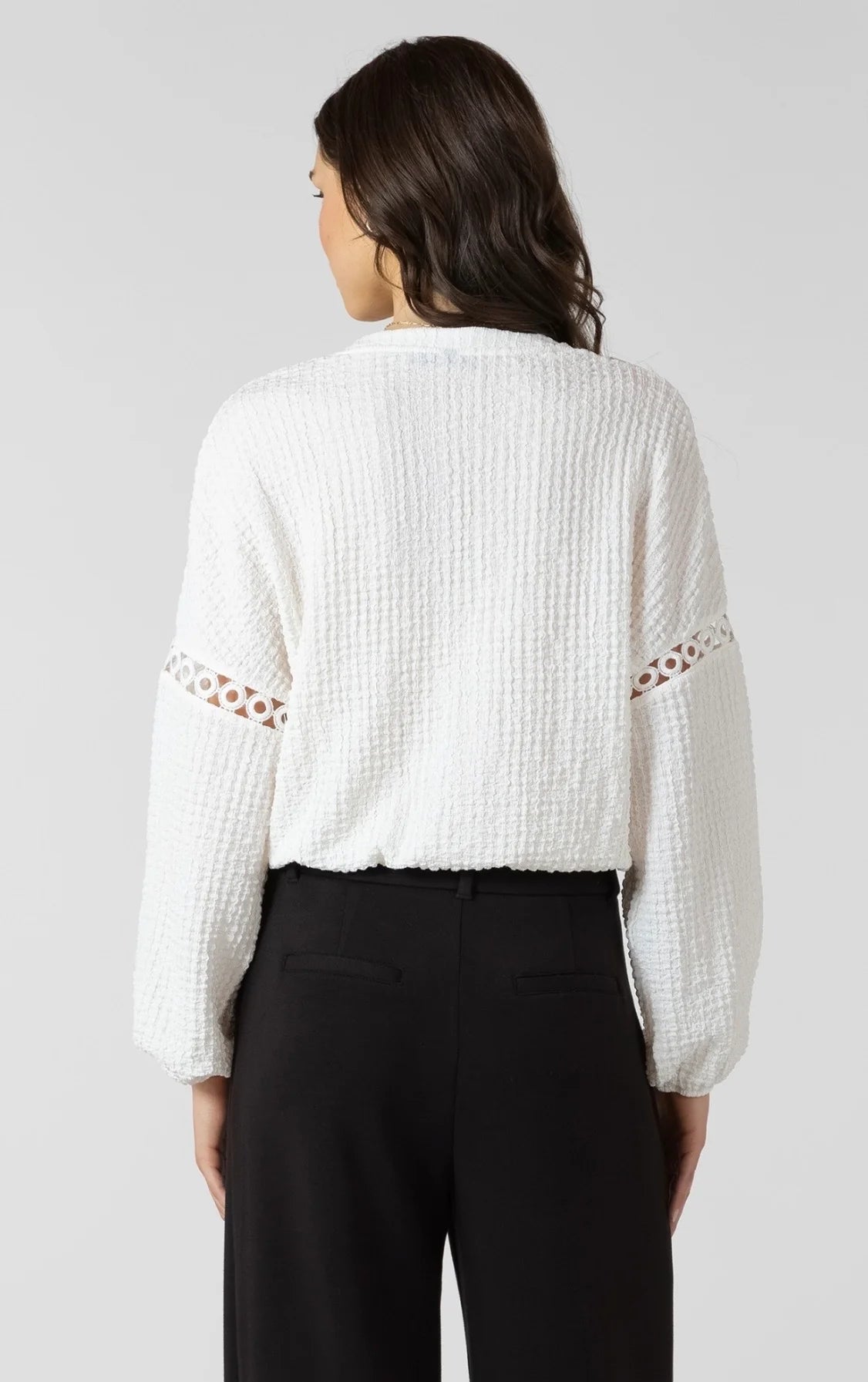Lace Insert Textured Blouse