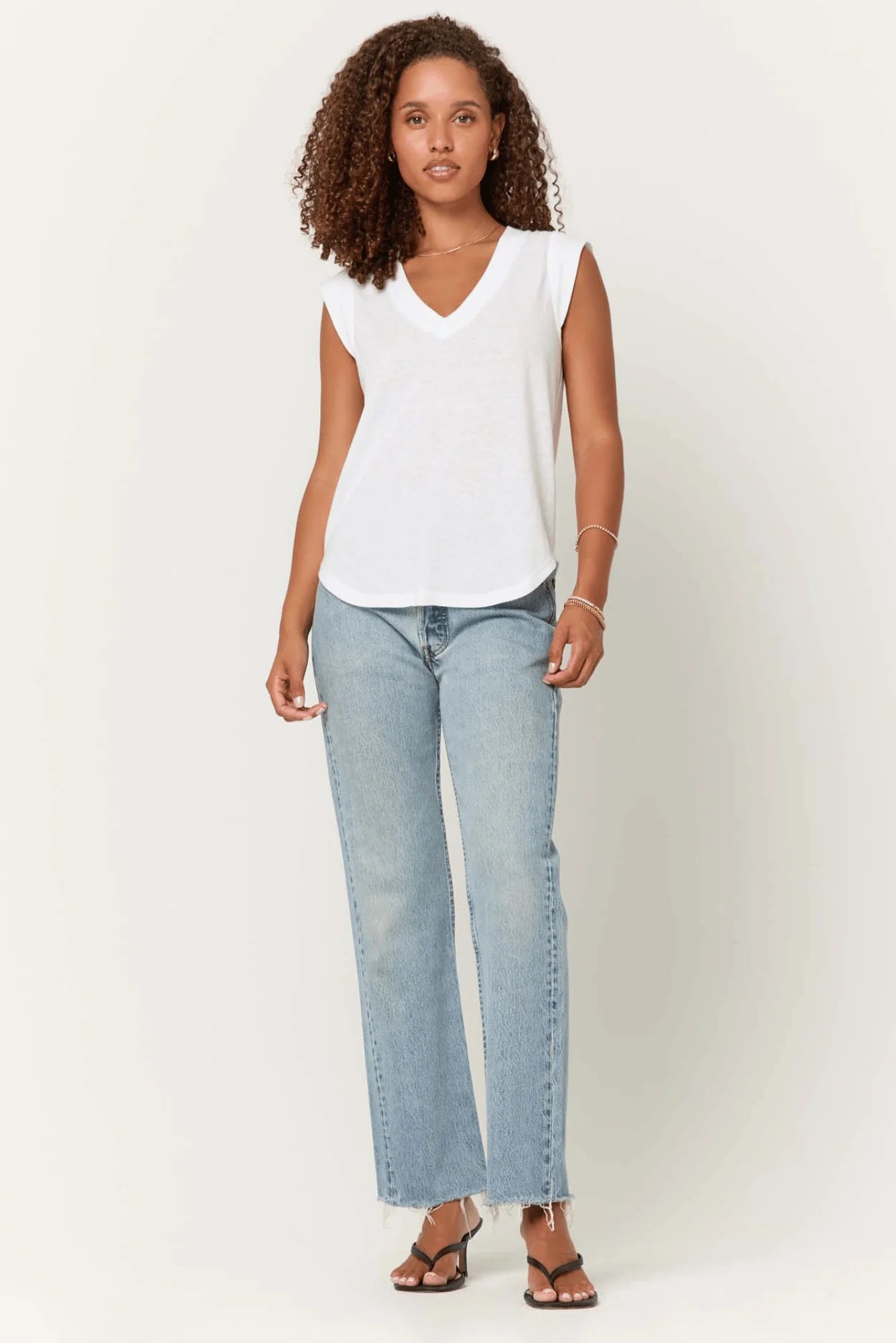 RUE V-NECK TANK - WHITE