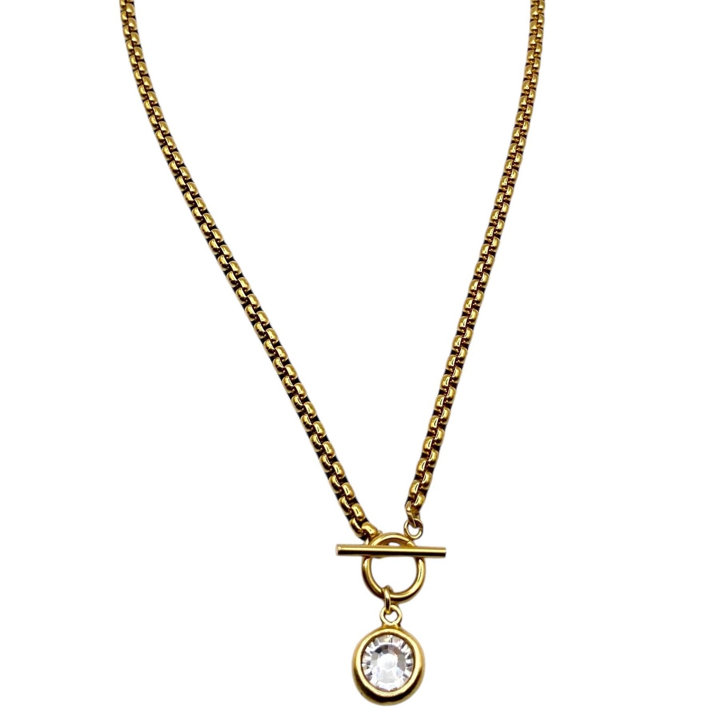 Luxe Toggle Crystal Pendant Necklace