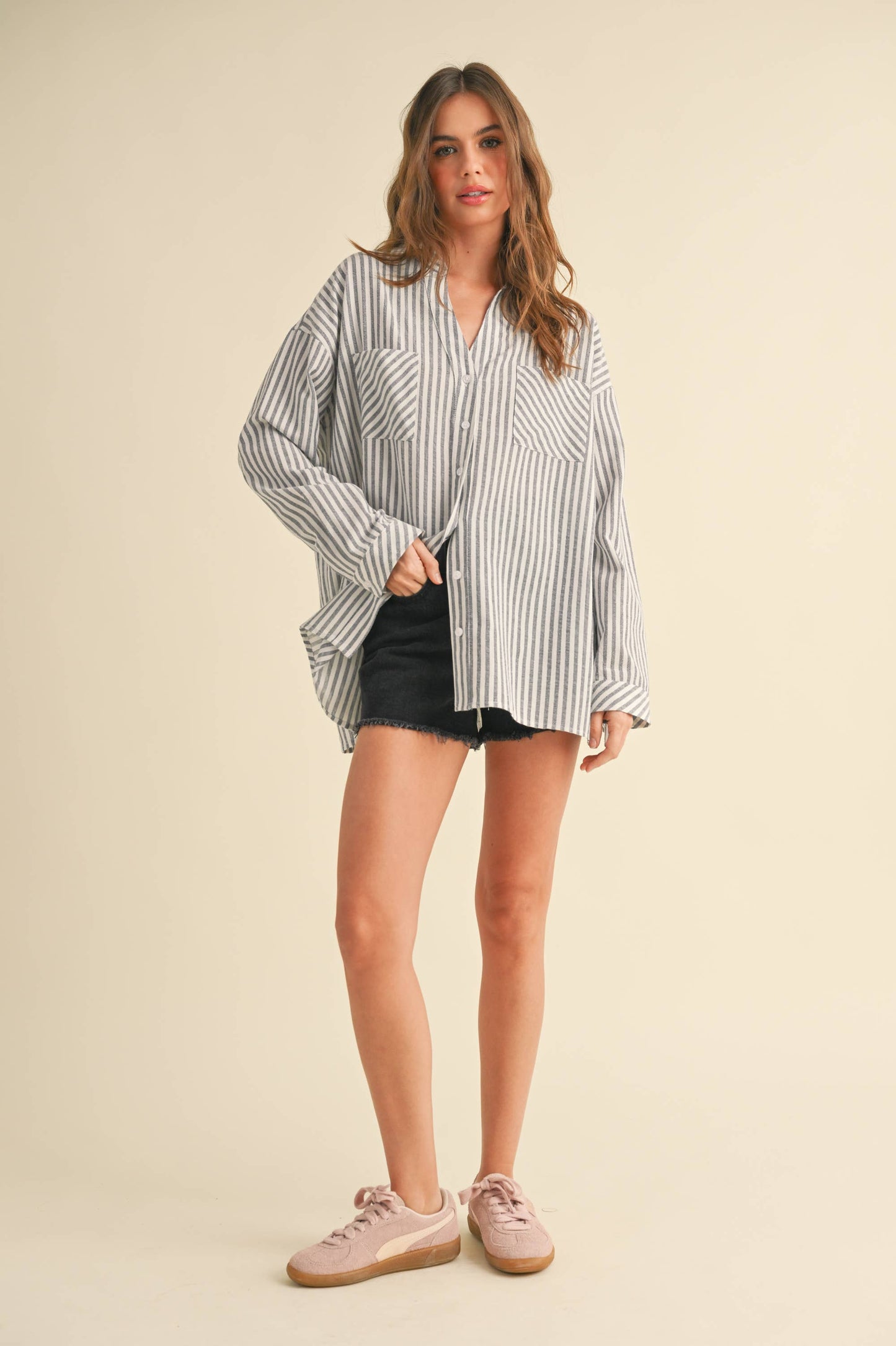 Striped Pattern Button Down Shirt