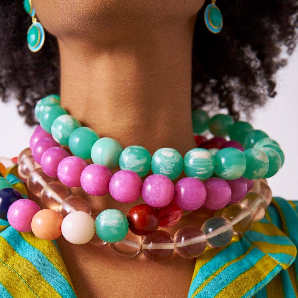 Iris Large Resin Bead Necklace - Purple