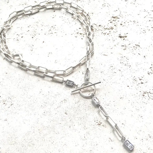 Paperclip Wrap Necklace Matte Silver