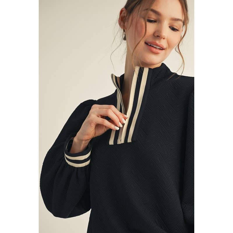 Long Puff Sleeve Textured Top