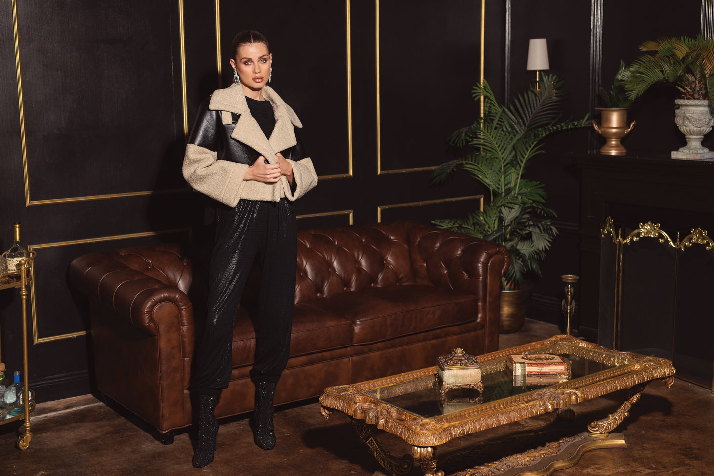 Elan Leather & Sherpa Jacket