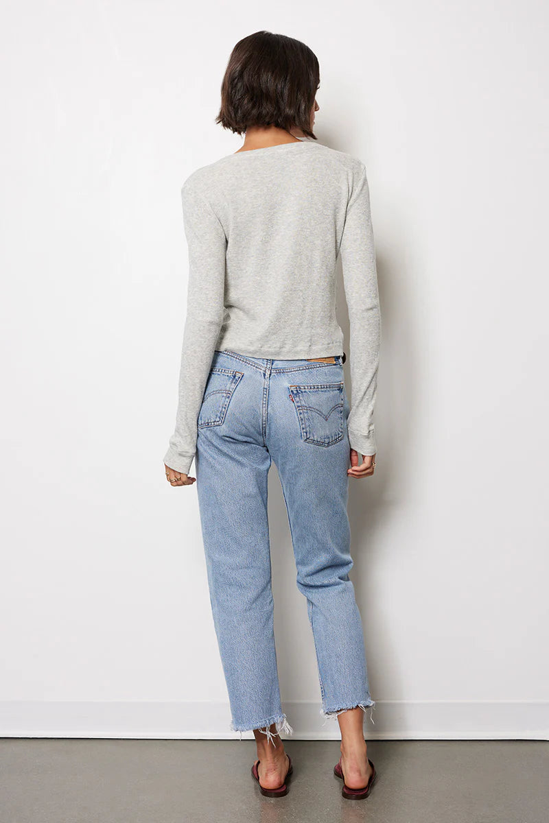 Slim Snap Placket Tee by bobi Los Angeles