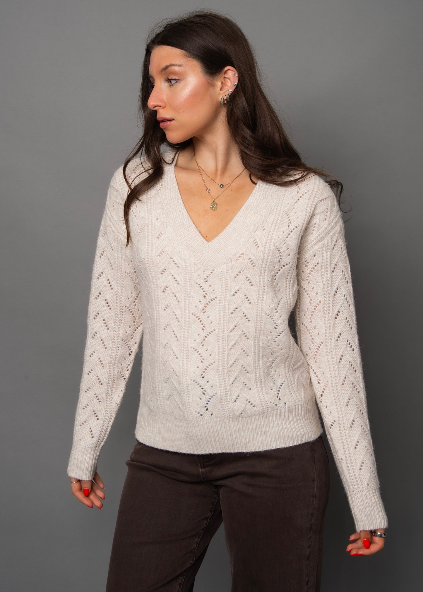 Borka Long Sleeve V-Neck Sweater