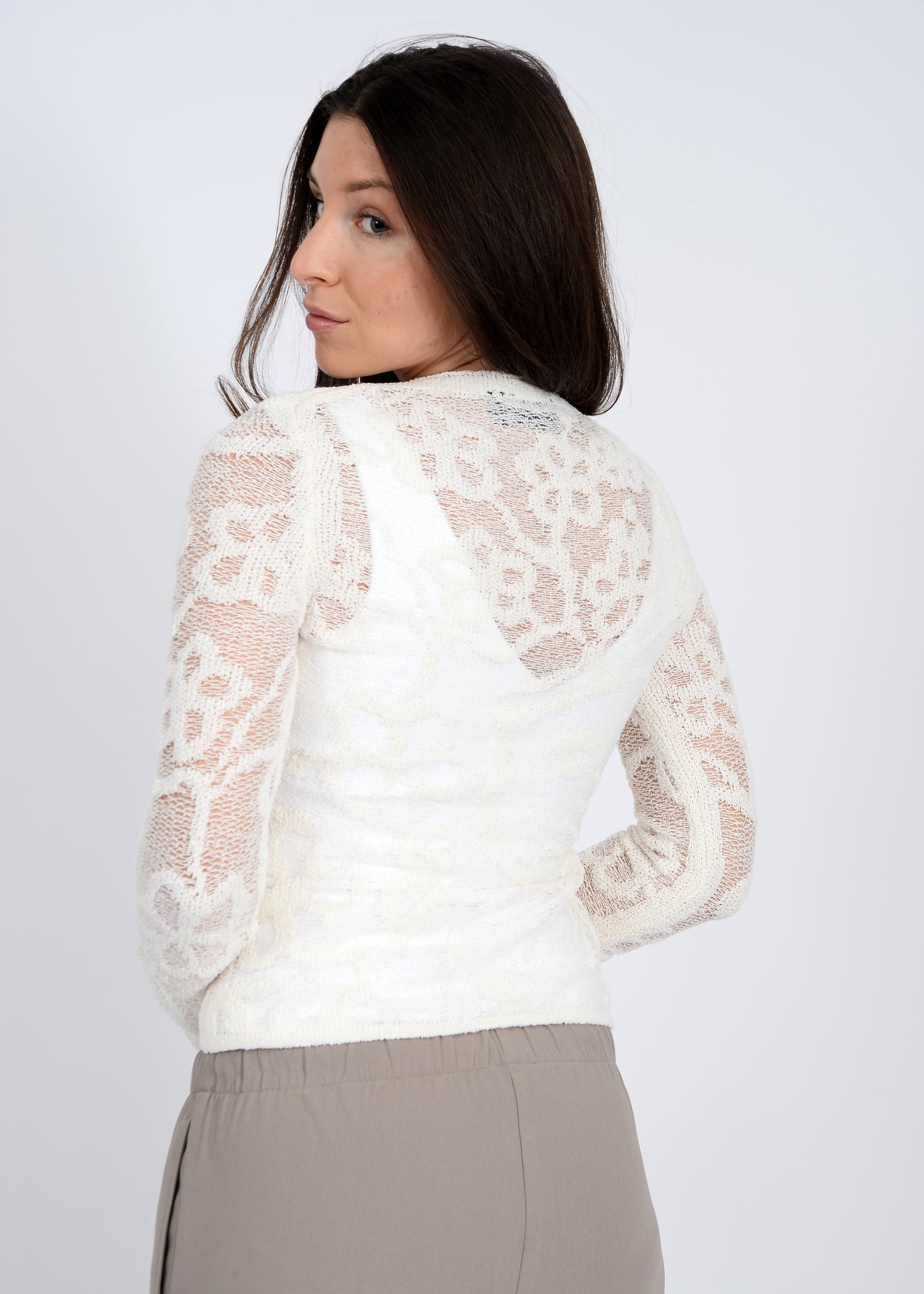 Crissa Long Sleeve Lace Top - Cream
