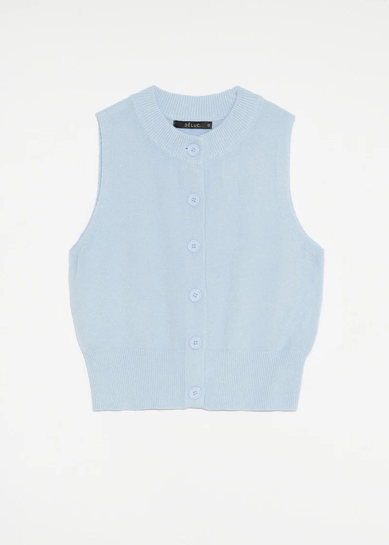 ALMADA KNIT VEST - LIGHT BLUE