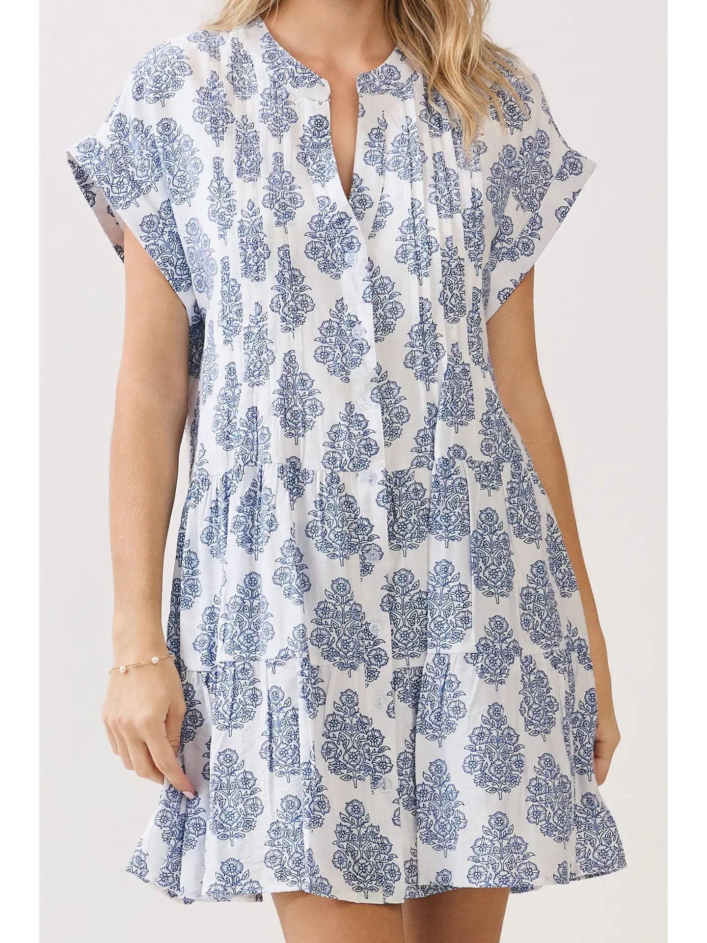 Blue Floral Print Dress