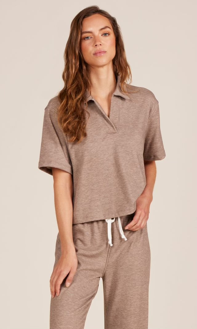 DROP SHOULDER SHORT SLEEVE POLO - TAUPE