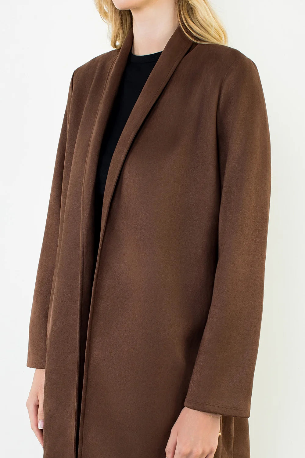 Long Faux Suede Coat