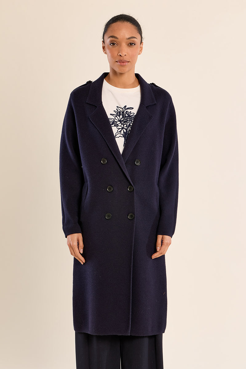 Double Breasted Sweater Coat