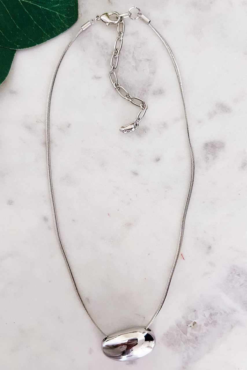 Puffy Oval Pendant Necklace