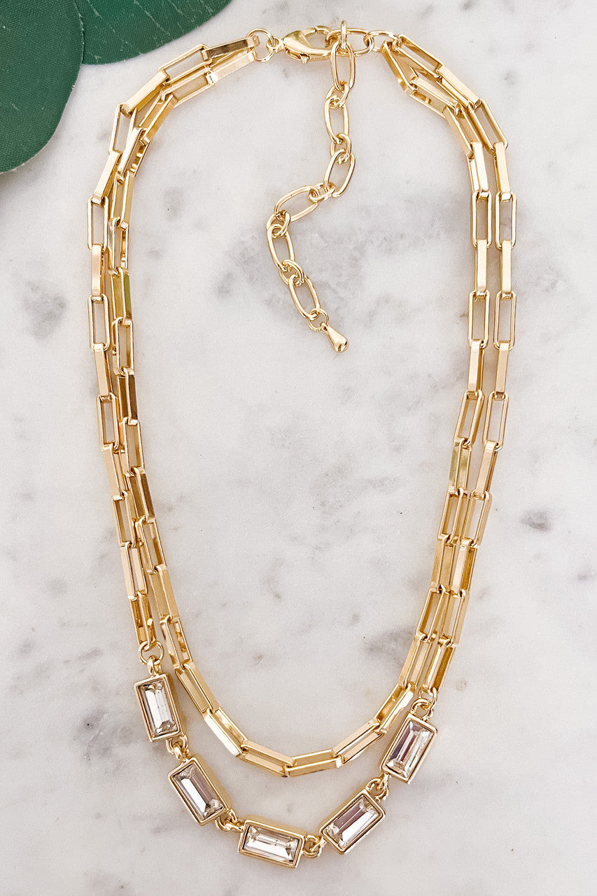 Two-Layer Necklace w/Baguette Strand