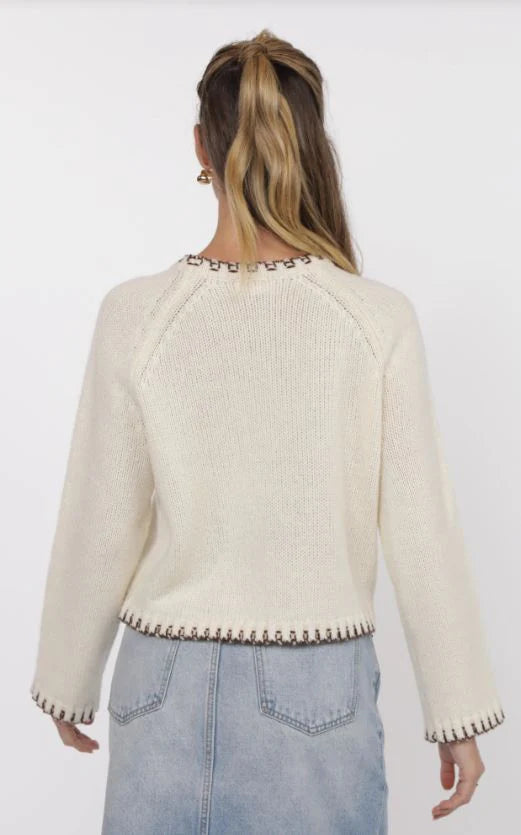 REYNA CONTRAST STITCH DETAIL SWEATER