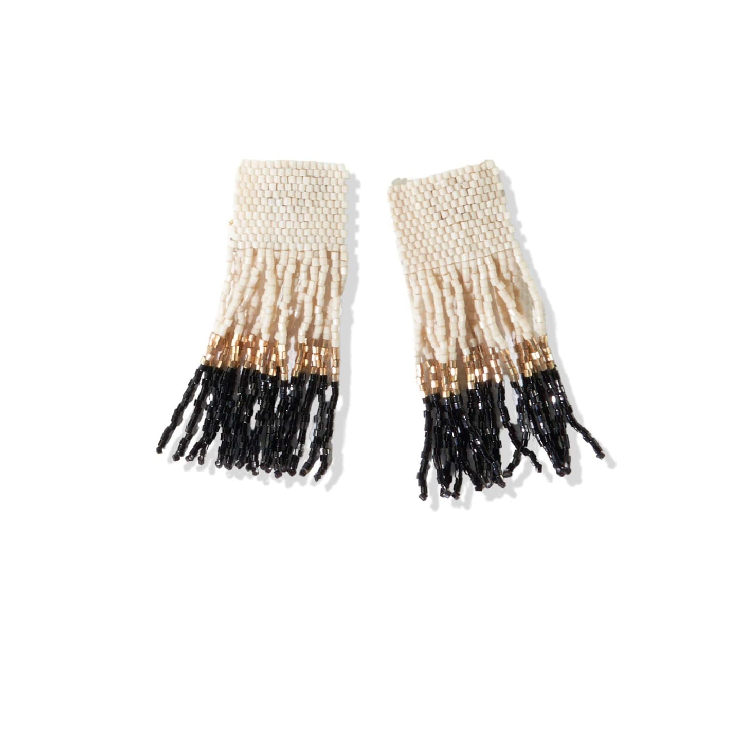 Ava Color Block Beaded Fringe Earrings