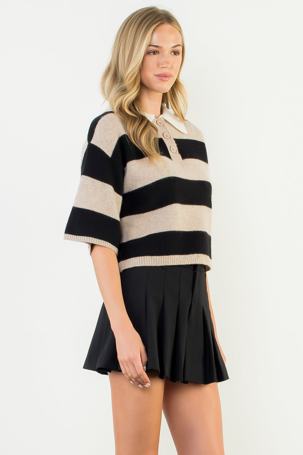 Cashmere Blend Striped Knit Top