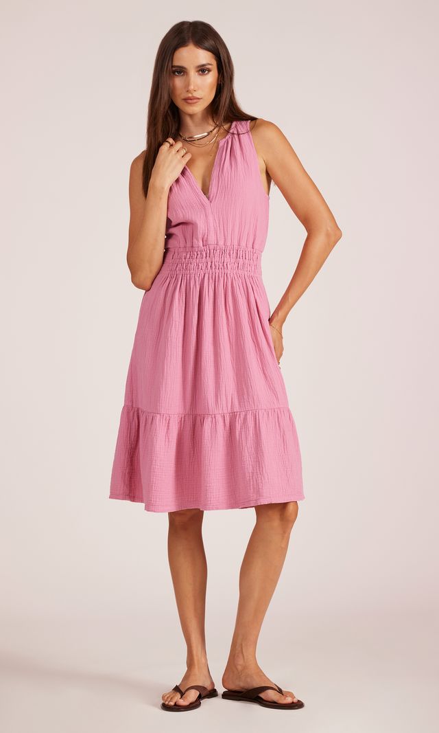 Split Neck Midi Dress by bobi Los Angeles