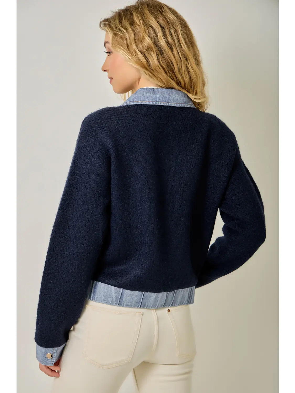 Denim Contrast Sweater Jacket
