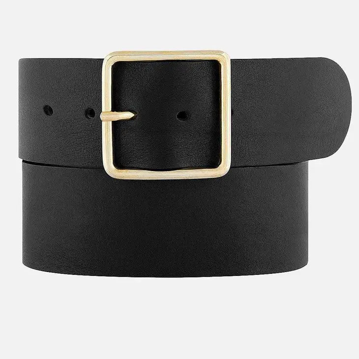 Naomi Women's Wide Leather Waist Belt Gold Buckle – Tru Bleu