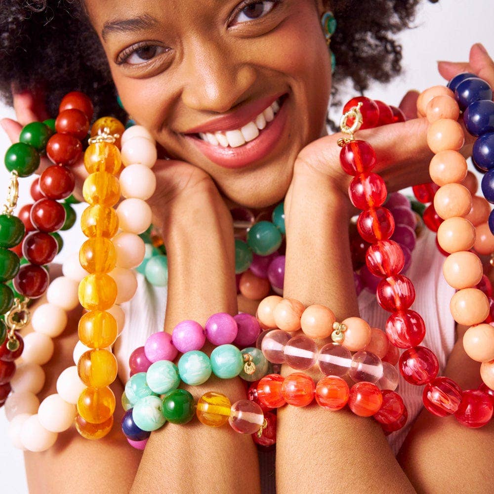 Cece Large Resin Bead Bracelet - Purple