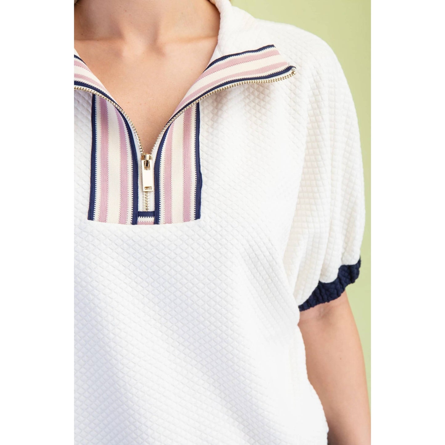 Textured Mock Neck Top