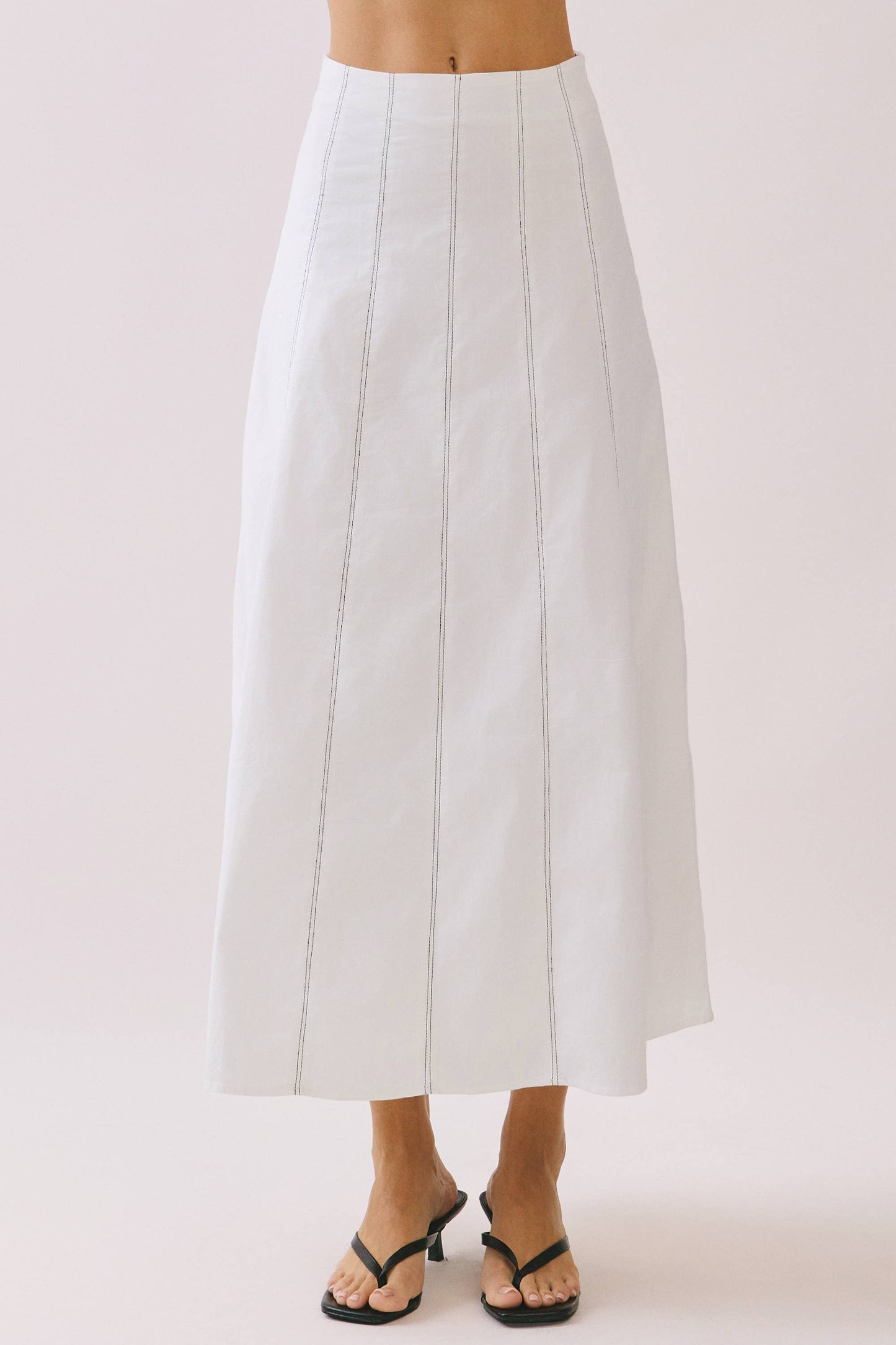 Contrast Topstitching Detail Maxi Skirt