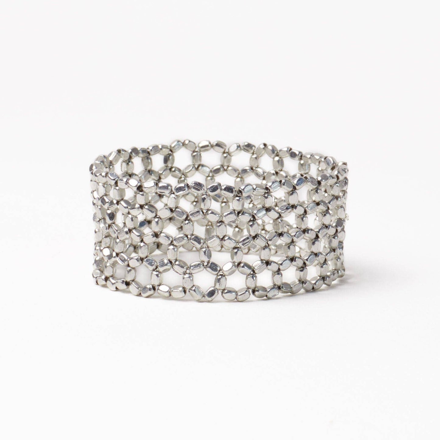 Winnie Small Bead Stretch Bracelet - Silver