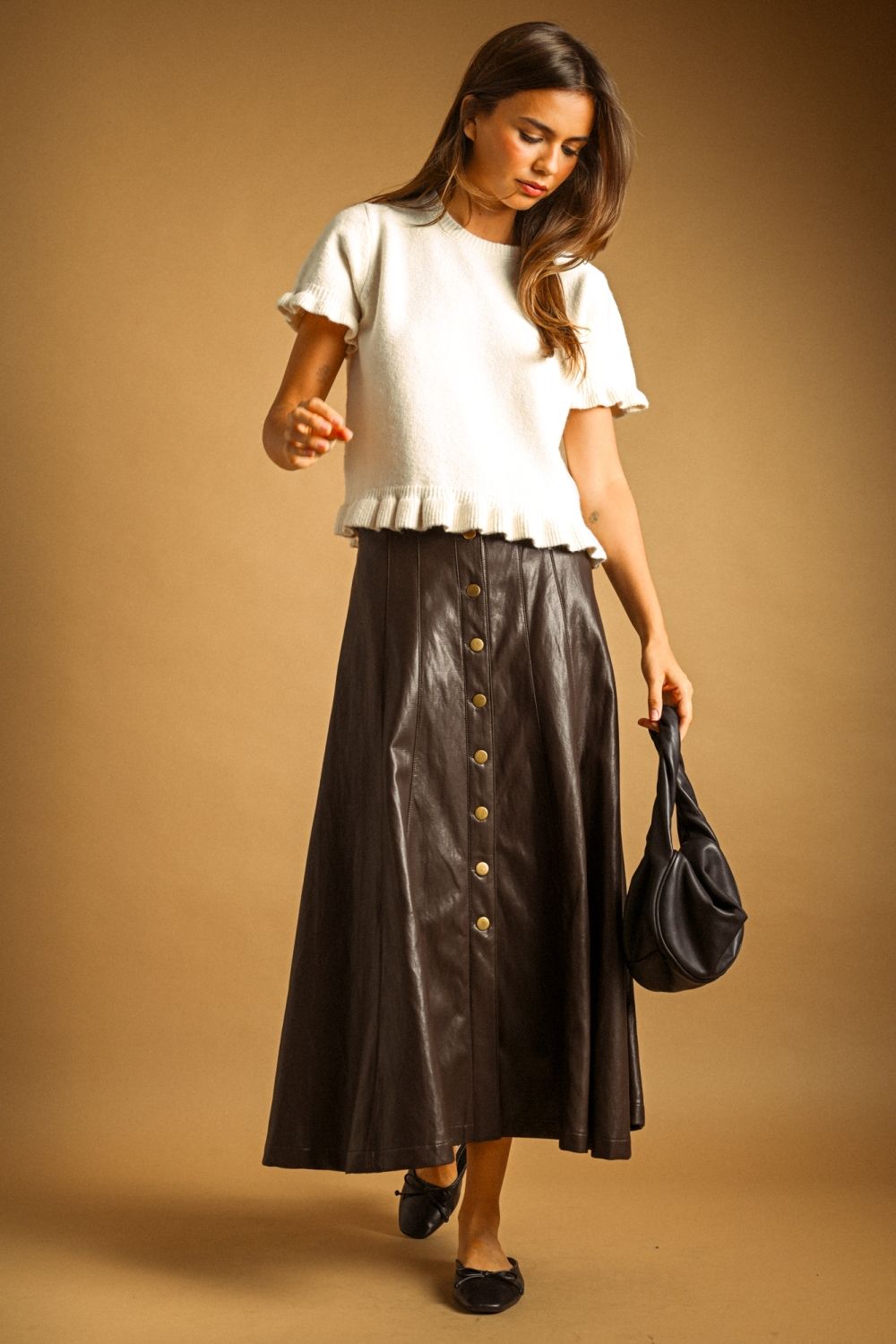 Ruffle Trim Sweater Top