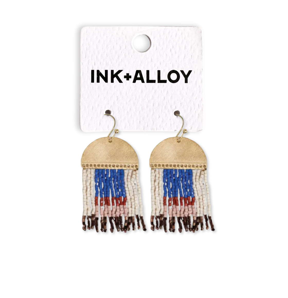 Birdie Abstract Beaded Fringe Earrings - Sedona