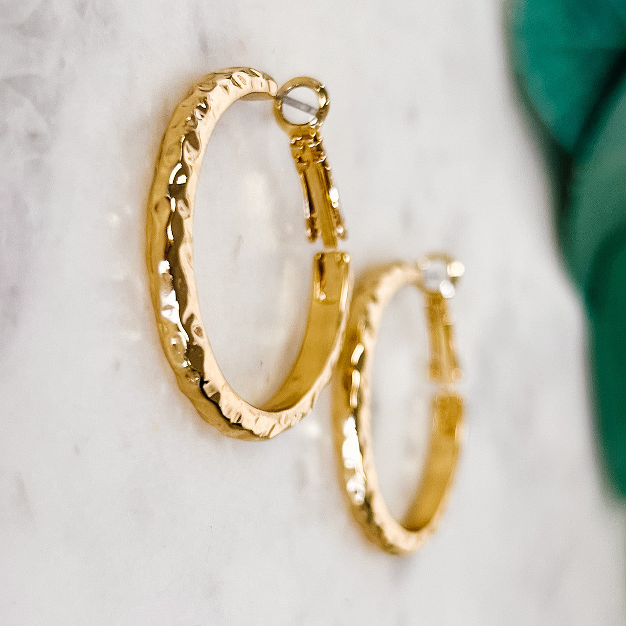 Textured Hoop Earrings - Gold