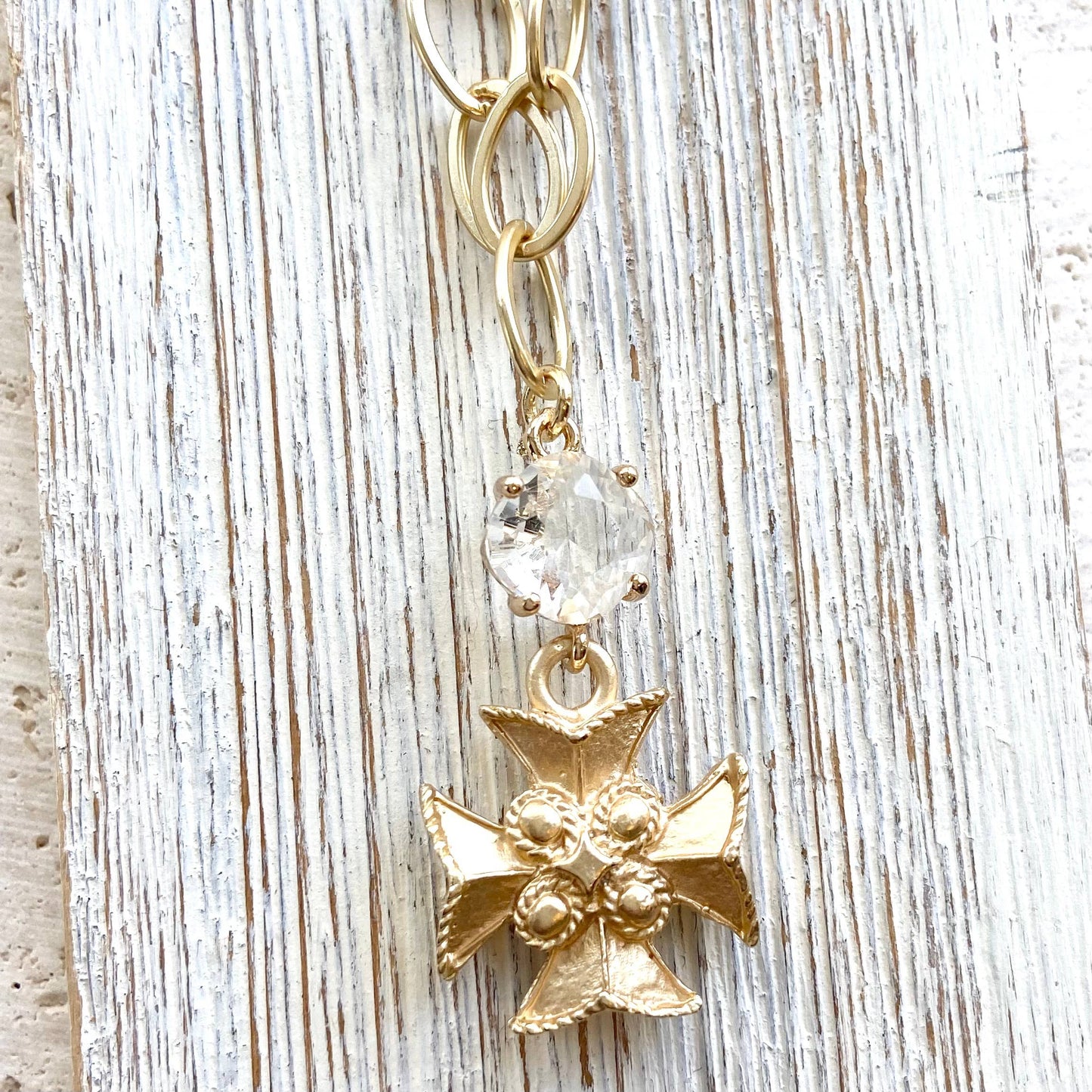Maltese Cross Matte Gold Necklace