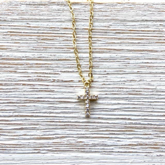 Dainty Crystal Cross Necklace