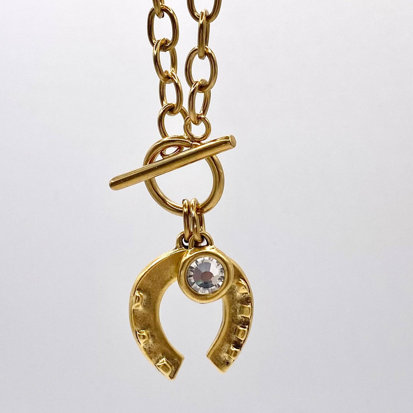 Hand Casted Horse Shoe Pendant Necklace