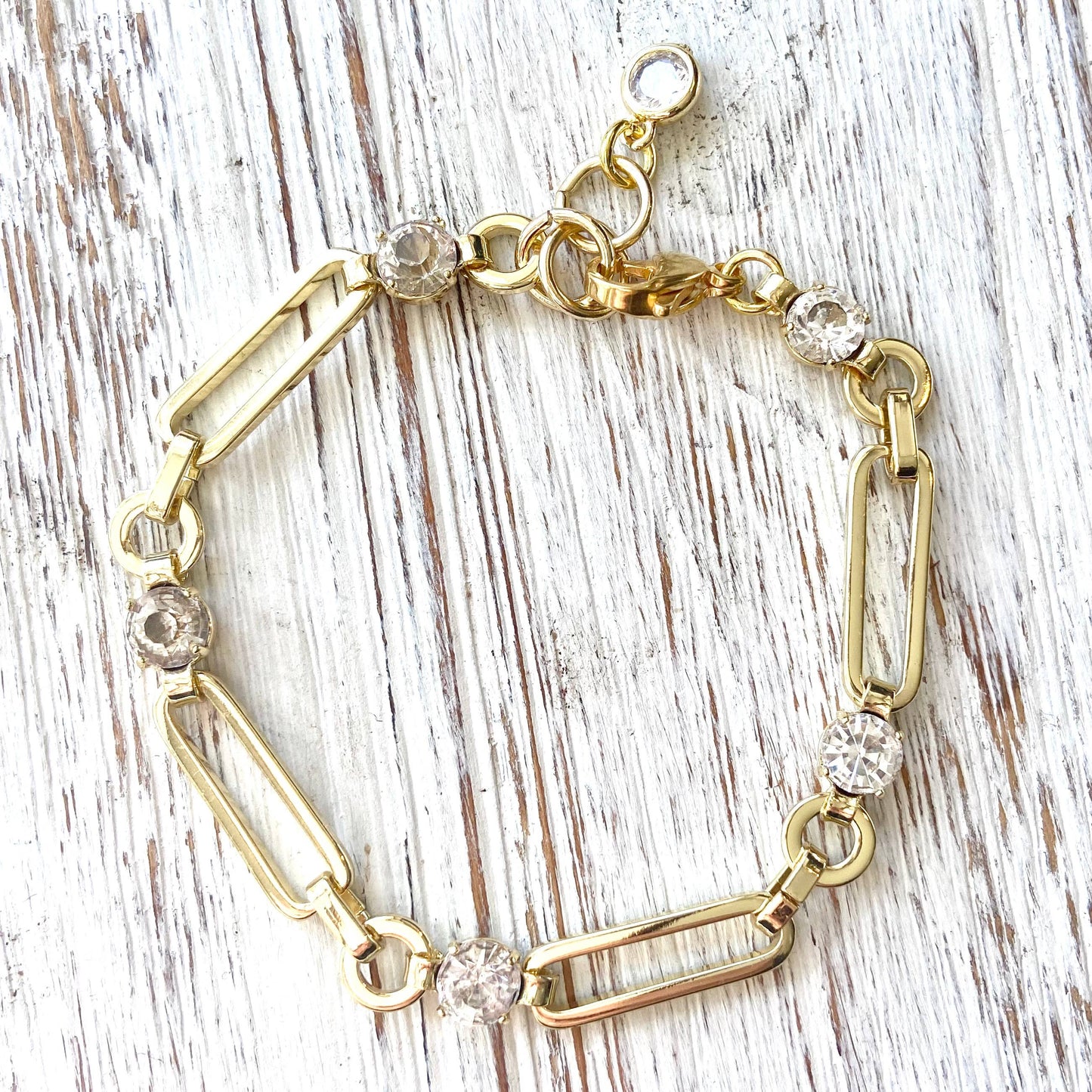 Boutique Paperclip & Crystal Bracelet