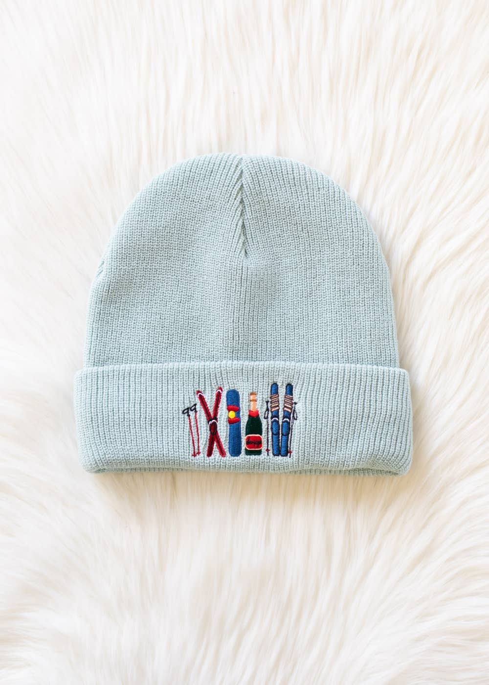 Ski Embroidered Knit Beanie