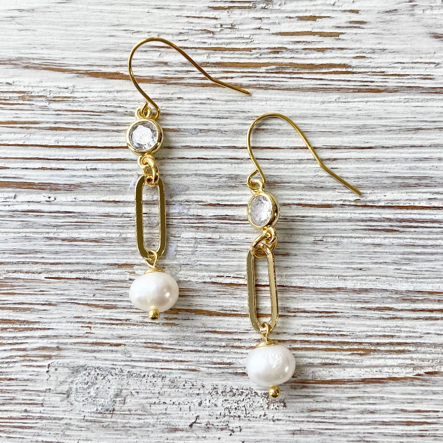 Freshwater Pearl Paperclip Earrings