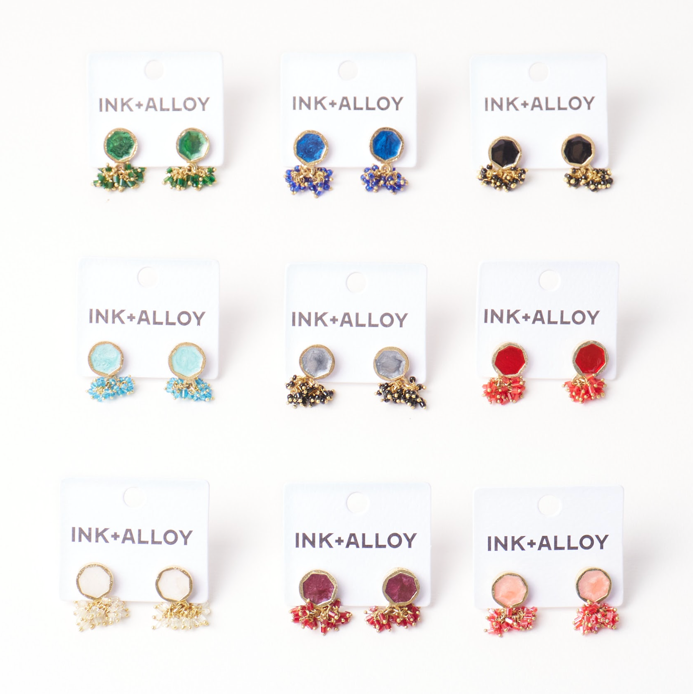 Kimberly Enamel Earrings - Silver Grey