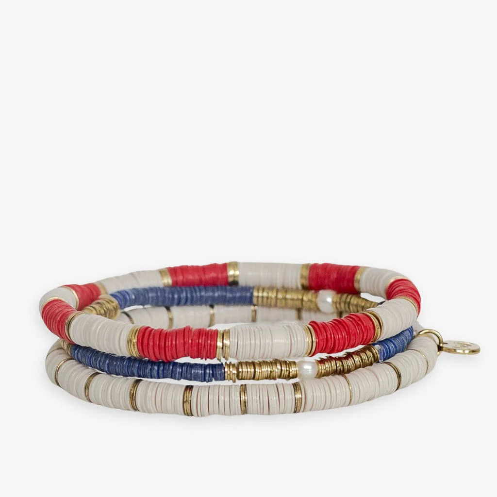 GRACE GAME DAY SEQUIN BRACELET STACK OF 3 - RED, WHITE & BLUE
