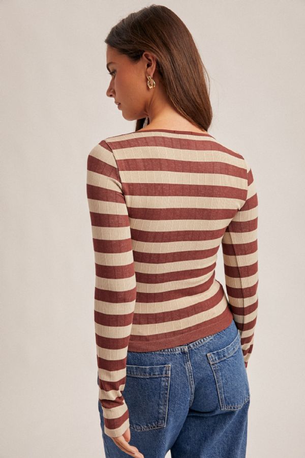 Long Sleeve Seamless Stripe Top