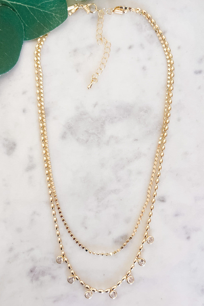 Two-Layer Necklace w/Stone Charms