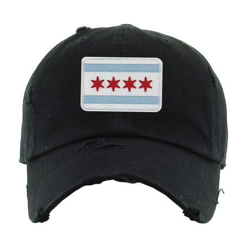 Chicago Flag Patch Distressed Hat