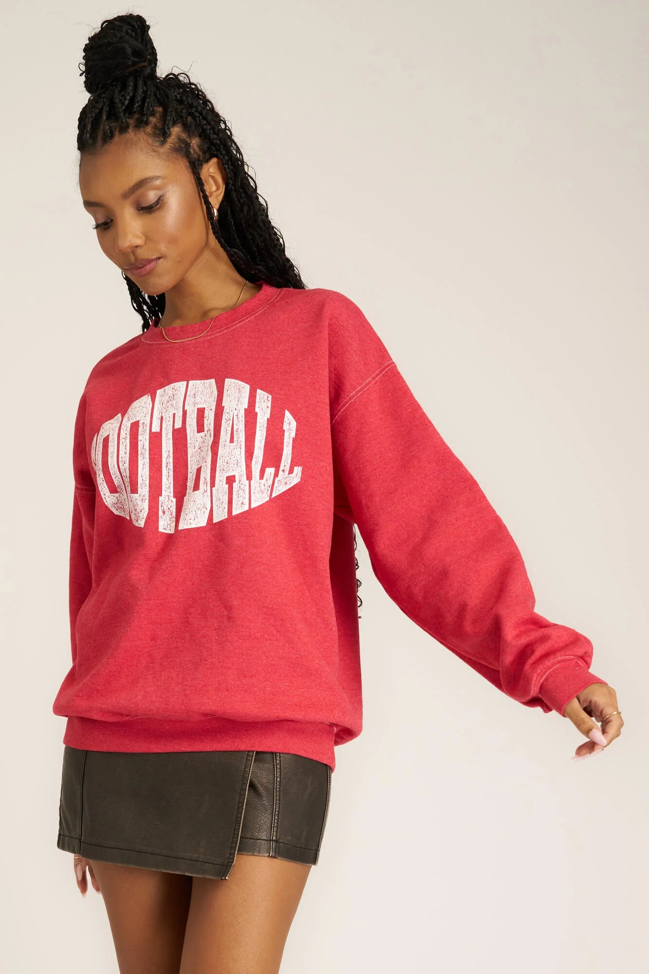 FOOTBALL OVERSIZED SWEATSHIRT RED DAHLIA