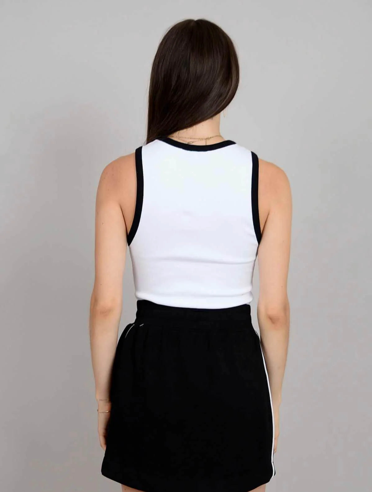 RD STYLE MARIA CREW NECK MUSCLE TANK - WHITE/BLACK