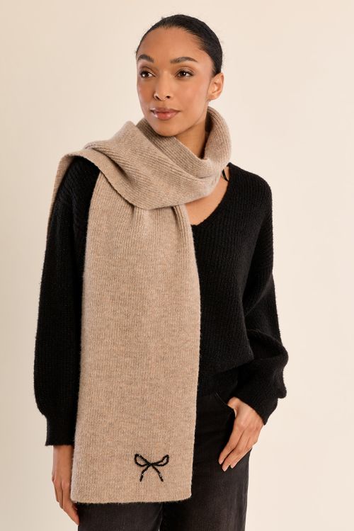 Crystal Bow Knitted Scarf