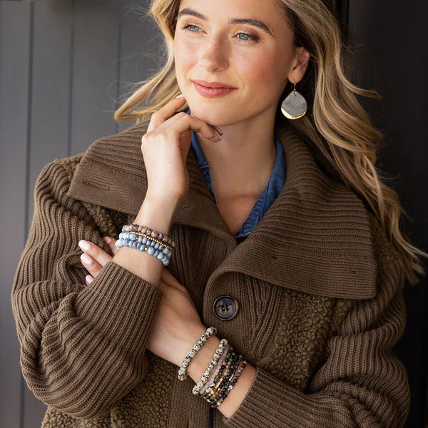 STONE STACK BRACELET RHODONITE - STONE OF HEALING