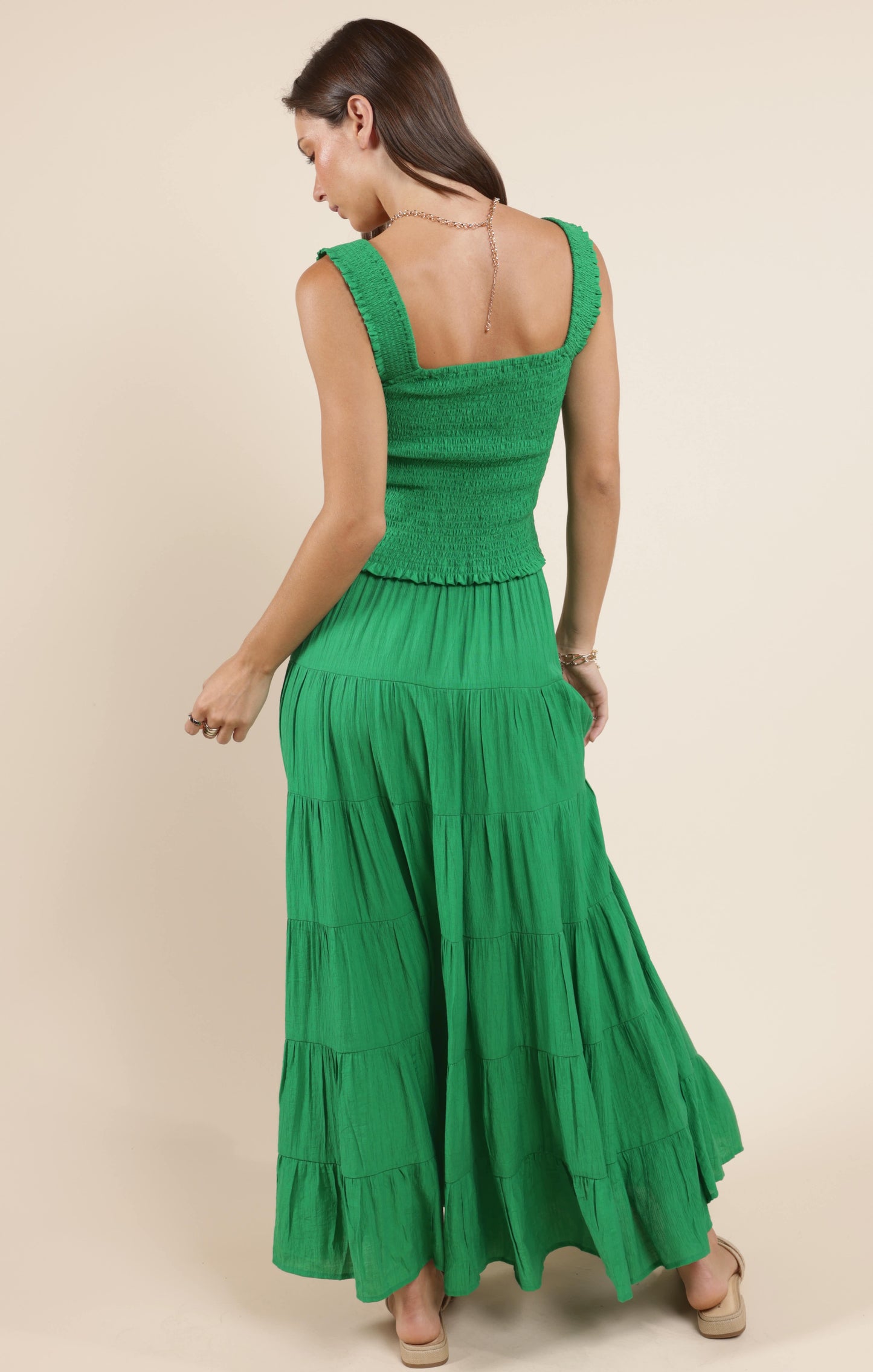 SOCIALIZE SQUARE NECK SMOCKED TANK