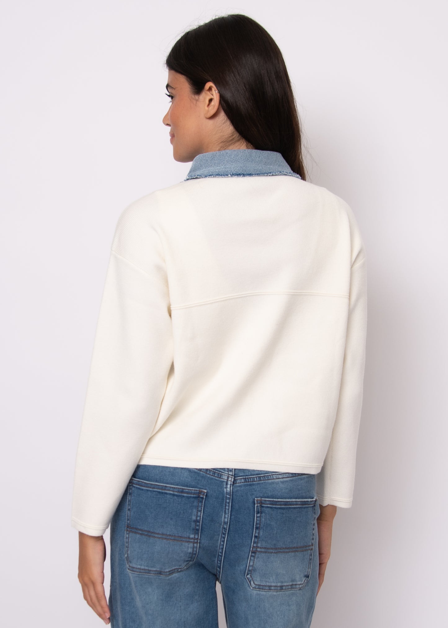 Avril Long Sleeve Denim Mix Cardigan