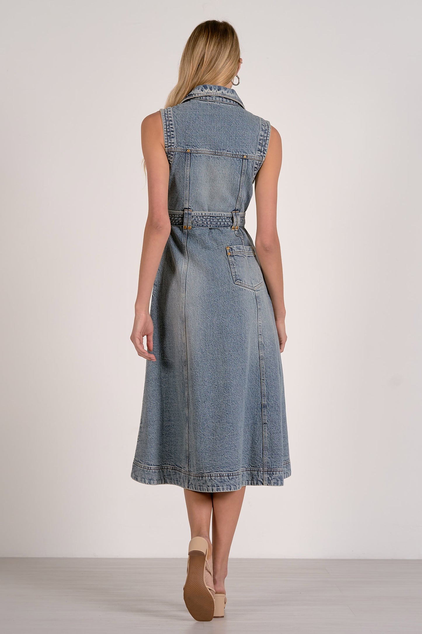 Sleeveless Midi Denim Dress