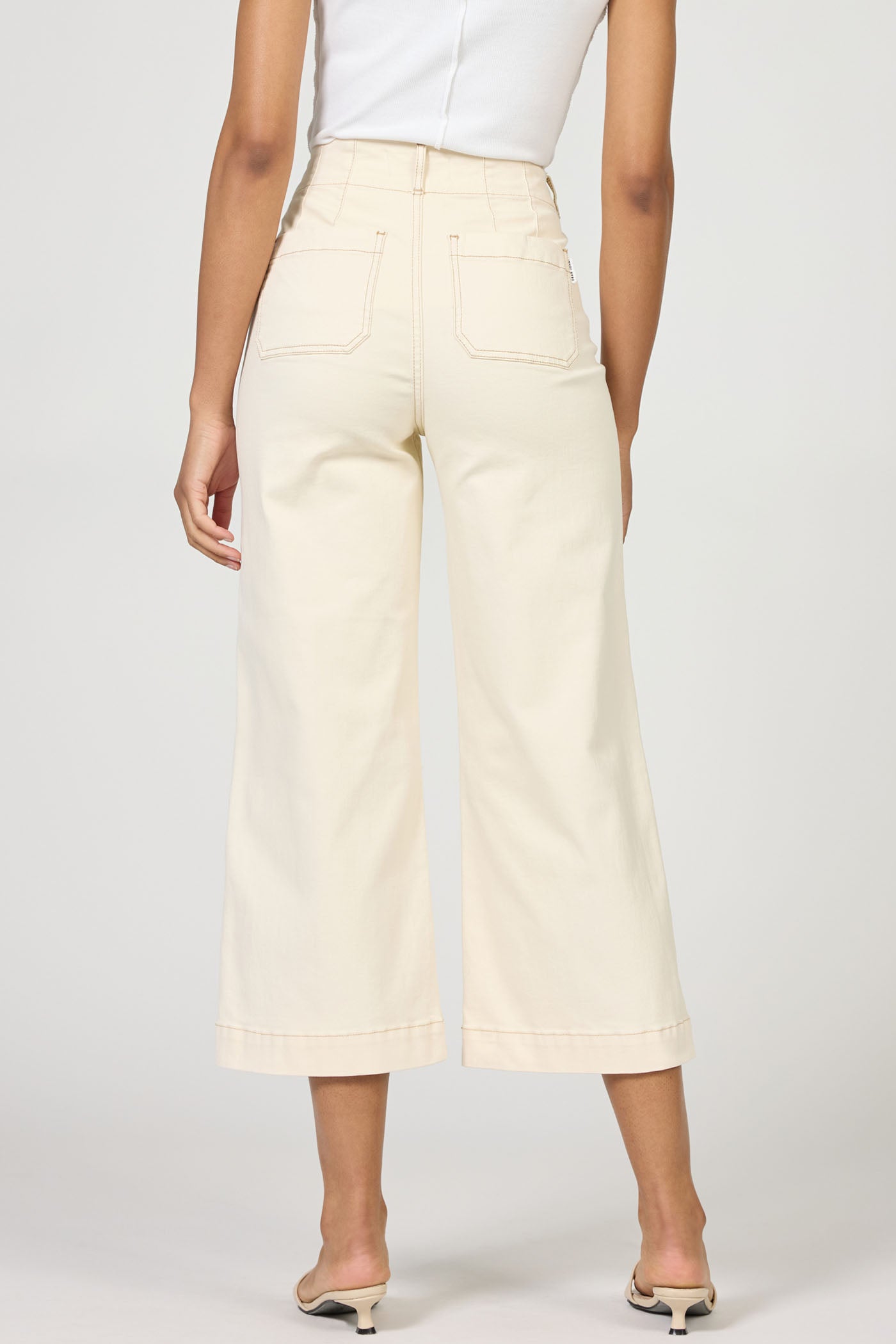 Audrey Cropped Wide Leg Jean - Ivory